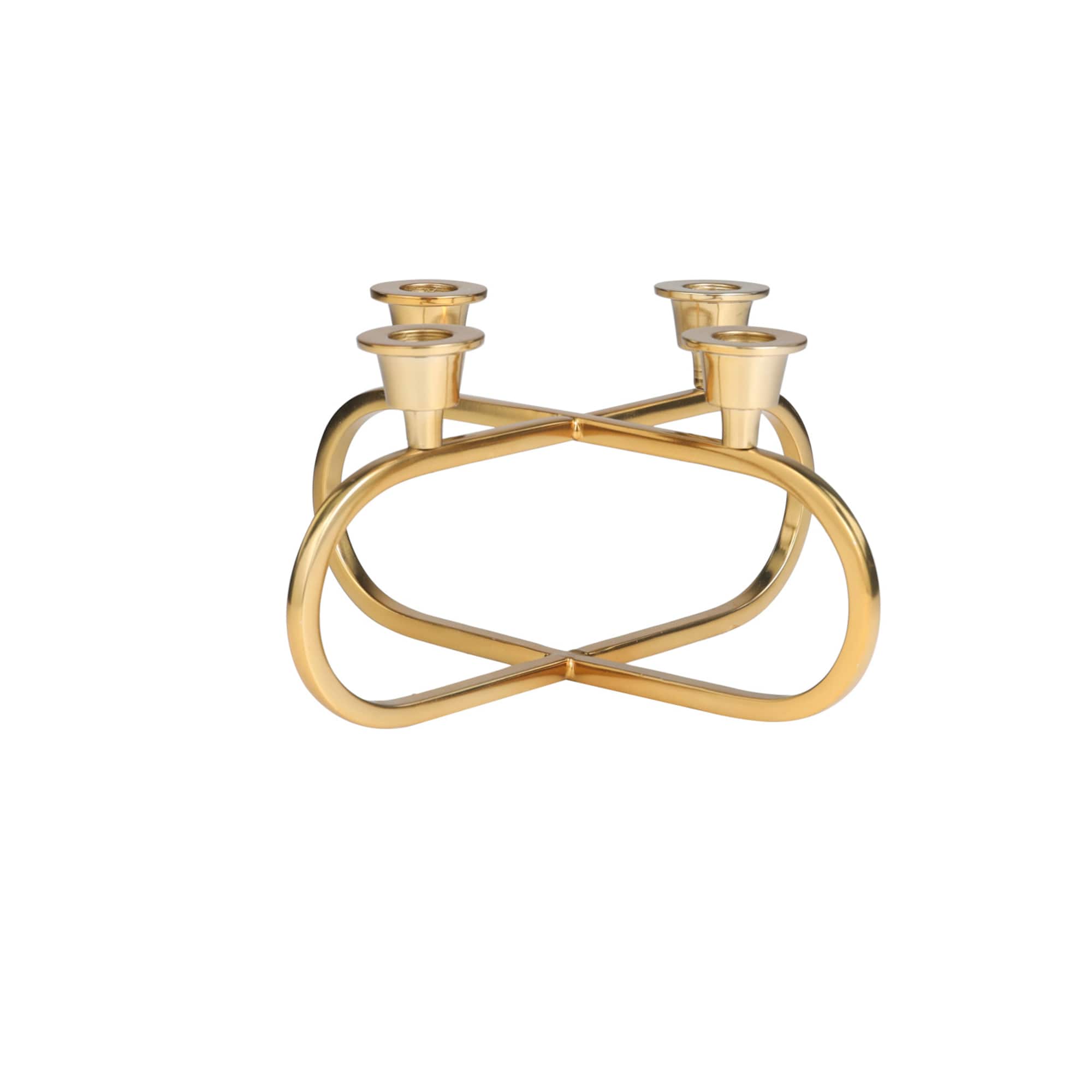 Gold Stainless Steel Overlapping Oval Geometric Candelabra